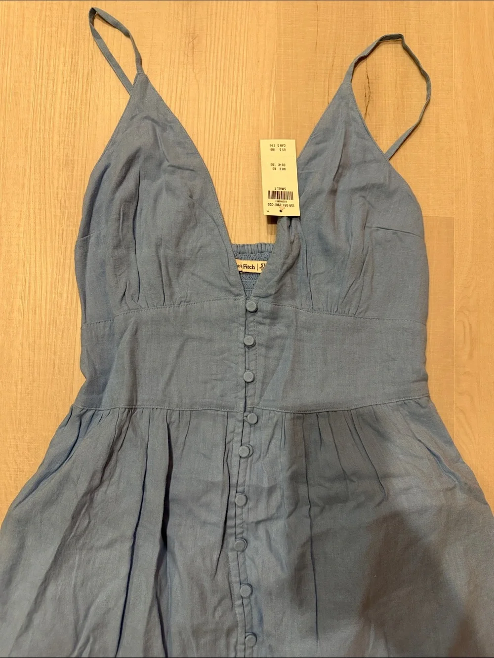 Abercrombie & Fitch Dusty Blue Tiered Button-Front Maxi Dress